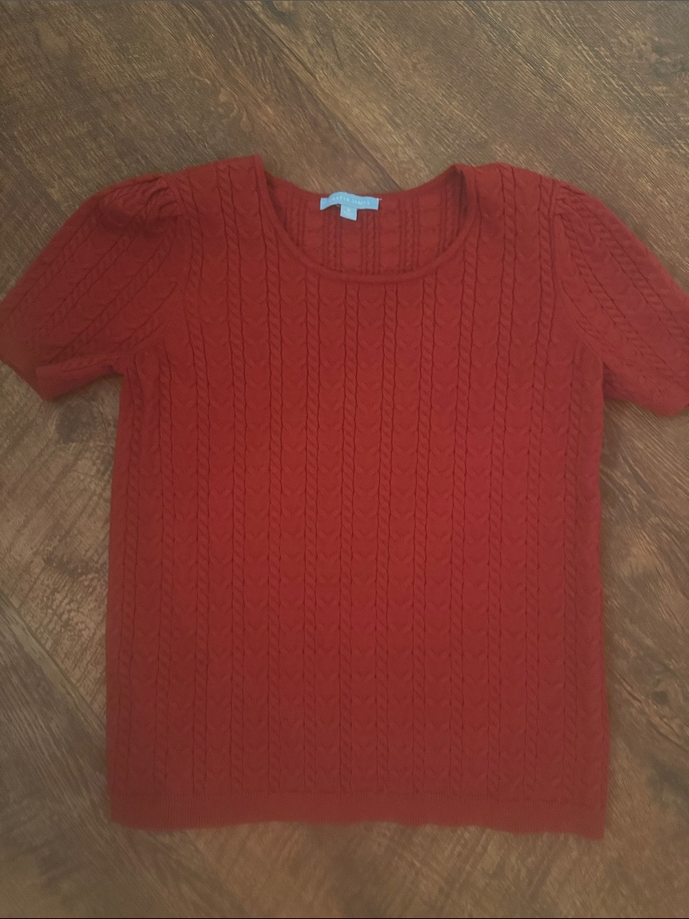 Draper James Red Cable-Knit Short Sleeve Sweater
